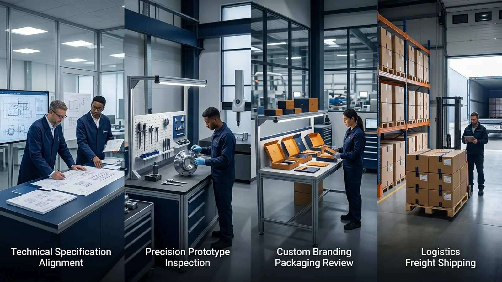Visual representation of custom product sourcing and OEM production coordination